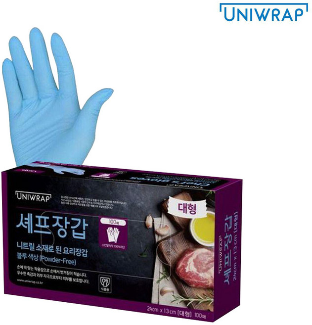 [연말깜짝행사] 테이팩스 유니랩 블루 니트릴장갑 100매 고무장갑, 1개