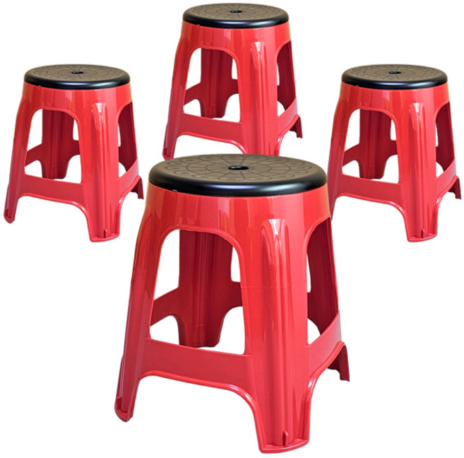 뉴플라스틱 플라스틱의자 간이의자 원형의자, 원형의자 적색, 4개