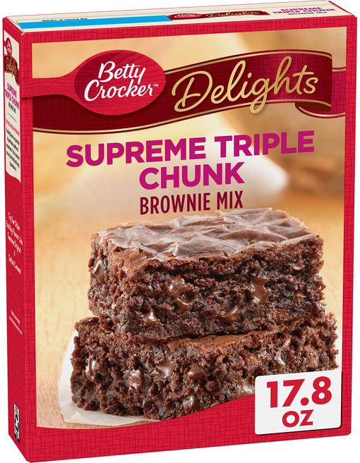 베티 크로커 딜라이츠 트리플 청크 슈프림 브라우니 믹스 506g Betty Crocker Delights Triple Chunk Supreme Brownie Mix 17.8 o, 베티크로커 딜라이츠 슈프림 트리플 청크 브라우니 믹스, 1개, 504g