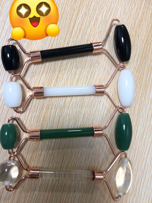 臉部滾輪按摩 面部仿玉石美容器棒 瘦臉提拉去皺紋眼袋, 1個, 如圖所示