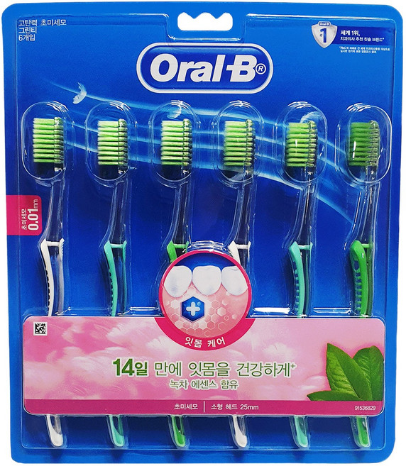 오랄비 초극세모 그린티 6개무배특가!, 6개입, 1개