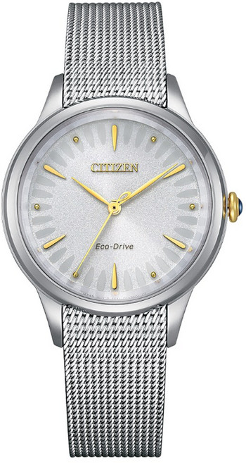 CITIZEN 星辰 L系列 光動能 細緻優雅米蘭帶淑女腕錶-銀色32.5mm(EM0814-83A 防水50米)