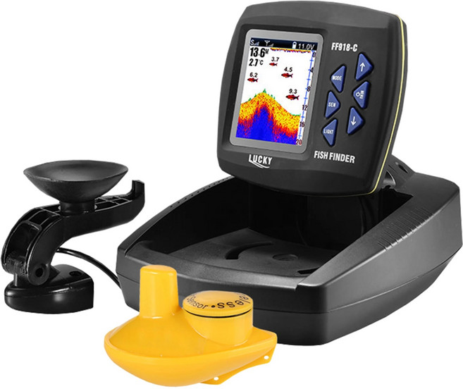 어탐기 어군탐지기 휴대용 어군 탐지기 무선 수중 음파 탐지기 낚시 깊이 보트 카약 낚시용 유선 변환기 포함, 2)Finder Holder, 1개