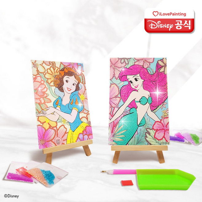 DIY 보석십자수 디즈니 프린세스 미니이젤 13x18, 원더랜드, 1개