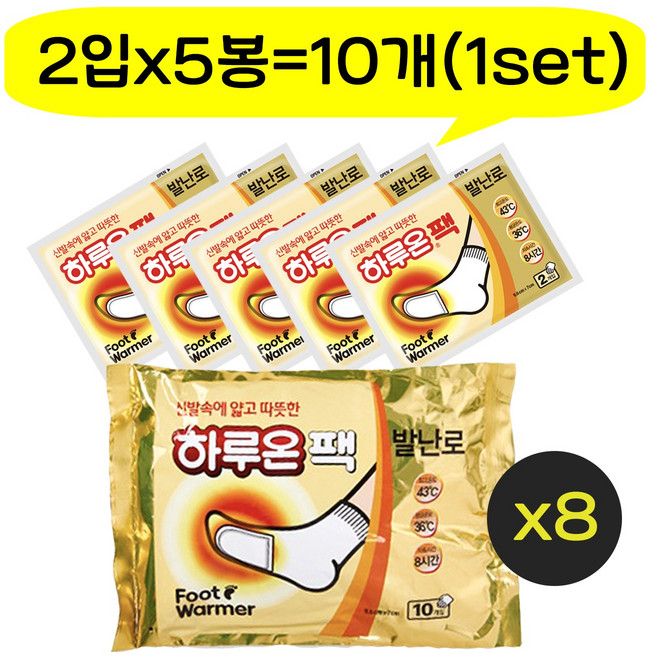 지엘 하루온팩 발난로 총 80매 8시간 지속, 80개