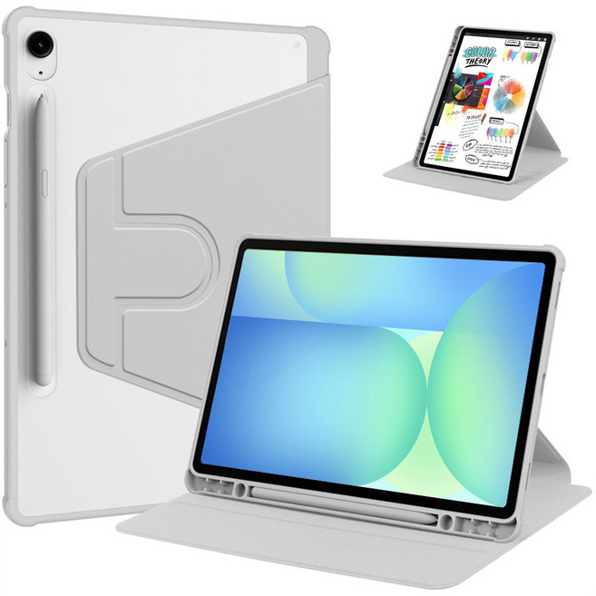 스냅케이스 갤럭시탭 S10 FE 플러스 북커버 회전 케이스 S펜 수납, 그레이, 1개