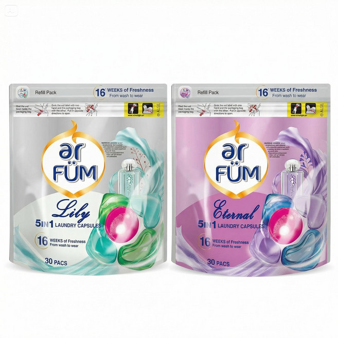 아로퓸 5in1 퍼퓸 캡슐세제 30개입X2종(화이트릴리+퓨어블라썸), 2개, 30개입