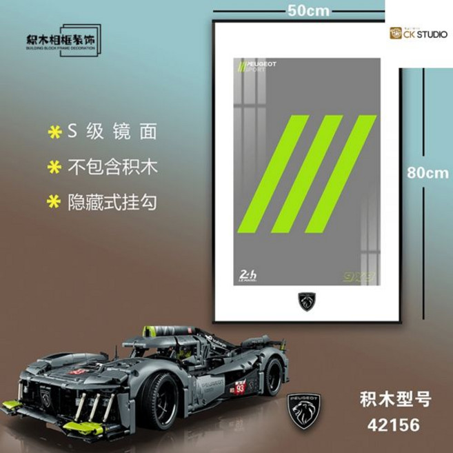 호환 블록 벽걸이 액자 포르쉐 911 람보르기니 마클라렌 F1 부가티 페라리 SP3 McLaren F1... 1개285308, 푸조 9X8-B타입 only액자, 1개