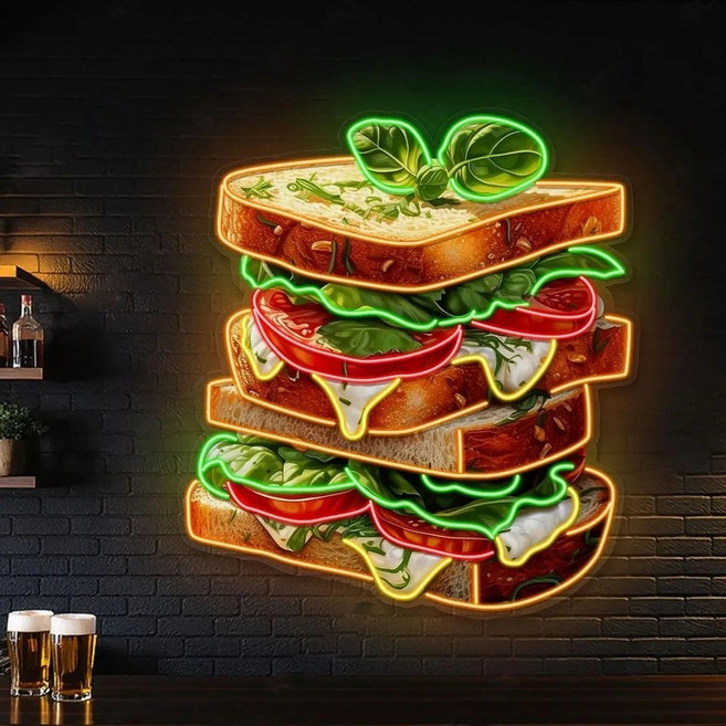 샌드위치 네온 사인 몬테크리스토 프렌치 토스트 브런치 카페, 43cm