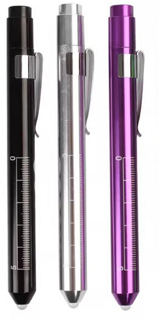 라이프엠디 3개입 세트 led 펜라이트 미니 후레쉬 휴대용 초강력 라이트 렌턴 볼펜 모양 손전등, 3개, 실버+블랙+퍼플