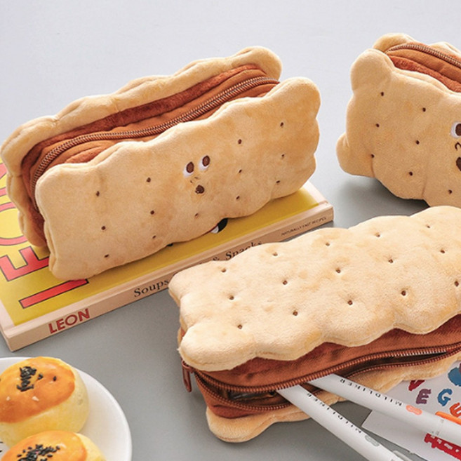 과자필통 중학생필통 초등필통 고등학생필통 색연필필통 대학생필통 천필통 대용량필통 필통파우치, 1개, 크래커