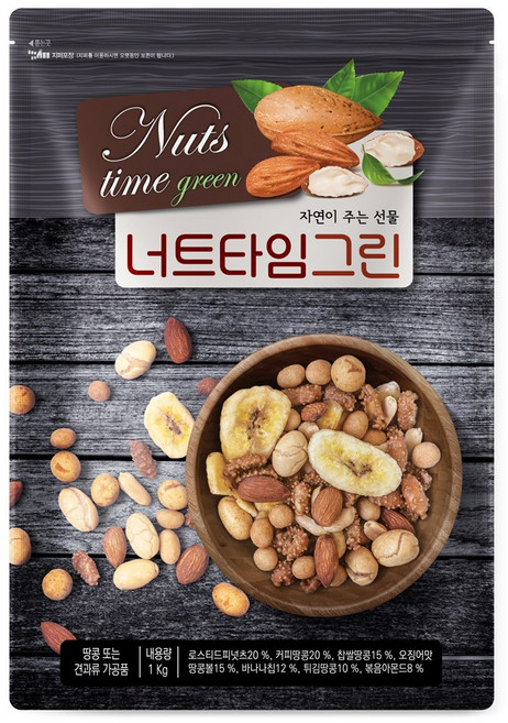 투데이넛 너트타임 그린 1kg / 믹스넛 (리필포장), 1개