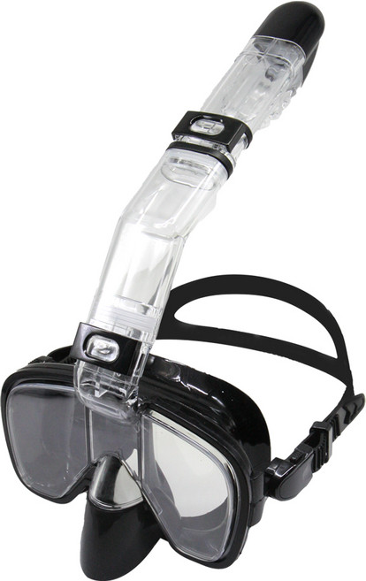 제프 어린이 안전인증 아동 일체형 잠수경 스노클 세트, BLACK