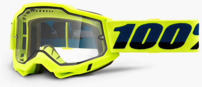 100퍼센트 ACCURI 2 enduro MTB 고글 플루오 옐로우 산악 자전거 김서림 방지 통풍 이중 패널 렌즈, Fluo/Yellow, 1개
