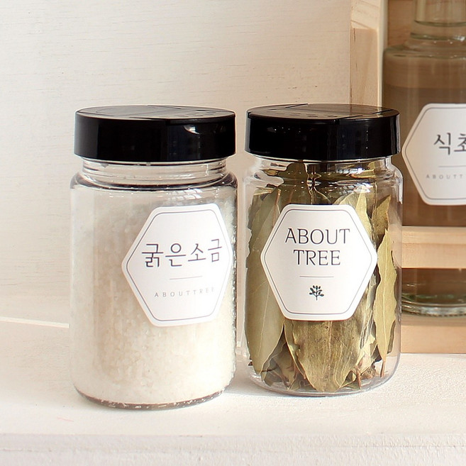 어바웃트리 감성라벨 양념통 국내생산, 트라이탄 200ml, 금속마개_실버, 1개