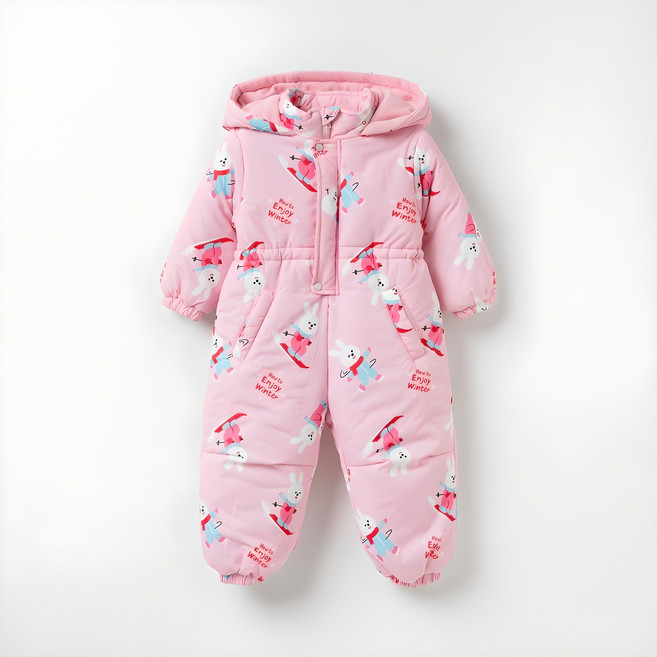 오즈키즈 여아용 해피바니 올인원 스키복 수트