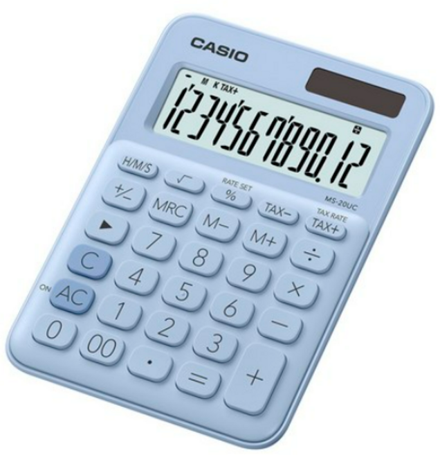 카시오 컬러 계산기 MS-20UC, 라이트블루, 1개