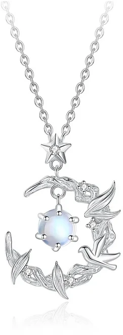 달빛 새 구리 합금 펜던트 여성 롱목걸이 여성 악세사리 미니멀 디자인 사이즈 조절 가능 선물추천