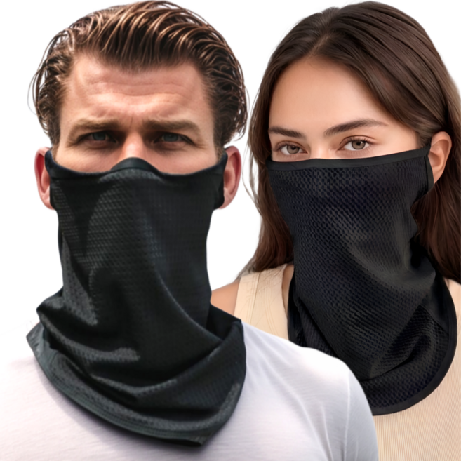 트레조르 빅사이즈 자외선 차단 쿨 스포츠 마스크 골프 햇빛 가리개 특대형 1+1, 블랙+블랙, 2개