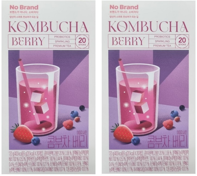 노브랜드 콤부차 베리 120g x 2개 (6g x 40개), 20개입, 6g, 40개