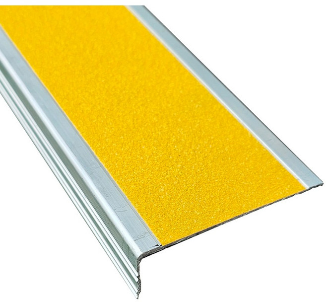 에스티씨(STC) 계단논슬립 미끄럼방지 알루미늄논슬립 세라믹논슬립 ㄱ자형논슬립 학교 병원 경사미끄럼방지 산책로 아파트 카페 학원 산사 성당 관공서 병원, 옐로우, 1개