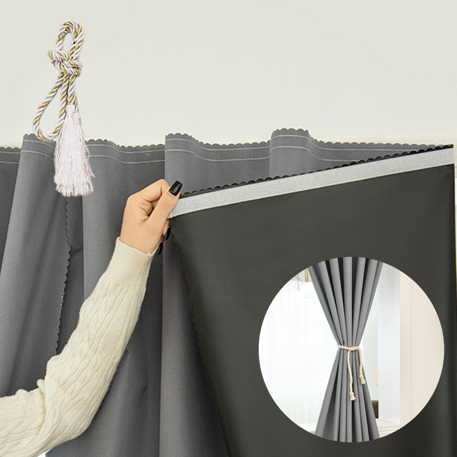 서린핏 쉽게 붙이는 무타공 찍찍이 벨크로 단열 암막커튼