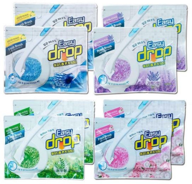 이지드롭 변기크리너 리필 8팩(총 96회분/레몬+라벤더+허브+화이트머스크)/핸들 미포함, 12개, 80ml