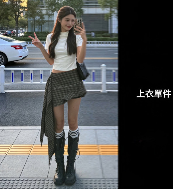 韓系 氛圍感 格紋連衣裙女 夏季