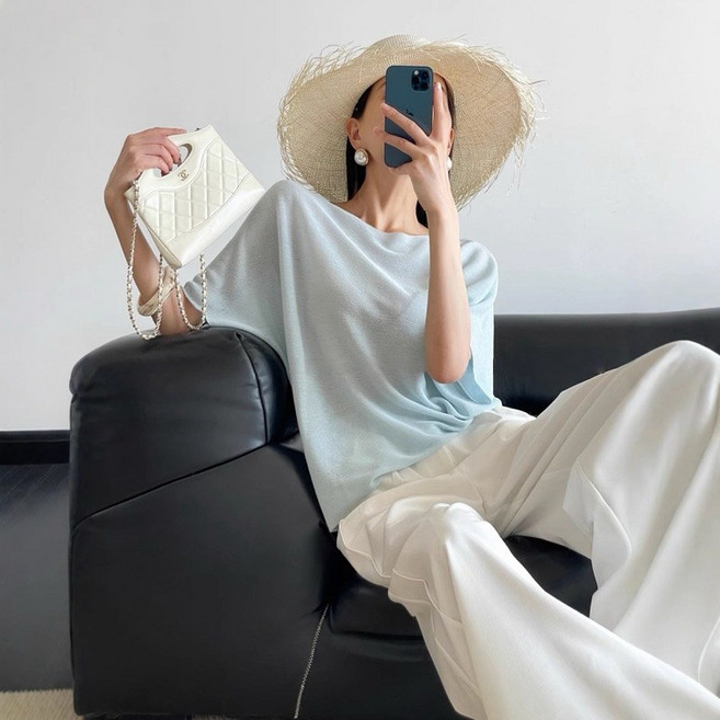 英特美特intimate 天絲亞麻一字領蝙蝠袖上衣 舒適涼感 寬鬆顯瘦設計
