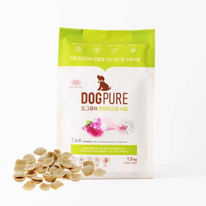 도그퓨어 위장건강 혼합유산균 애견사료 1.5kg, 오리, 1개