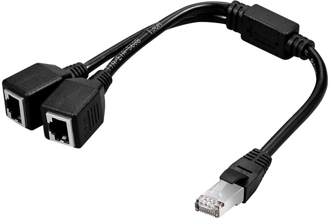 Y잭 랜케이블 분배기 2포트 UTP랜선 RJ45 커플러 젠더, 1개