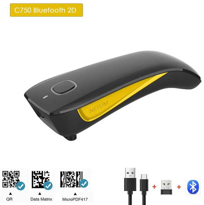 바코드리더기 라벨기 핸드형 재고관리 NETUM C750 바코드 스캐너 무선 블루투스 포켓 US 110vB 1D 2D 태블릿 IOS 안드로이드 용 재고 리더빠른 배송, 스페인, C750 Bluetooth 2D
