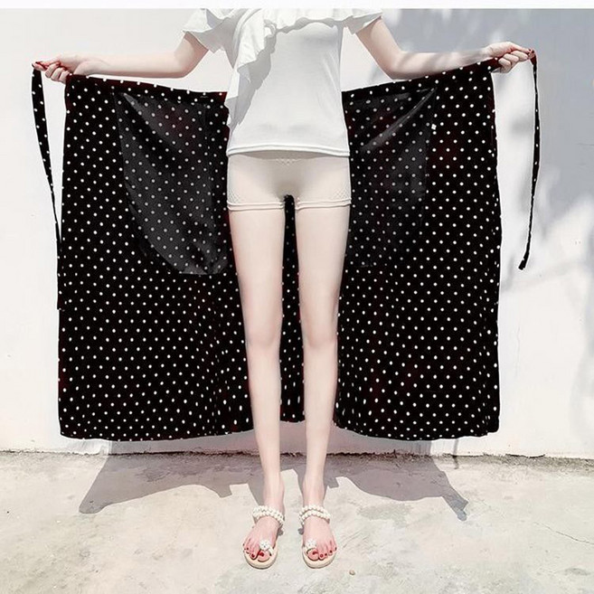 페이준 A라인 도트 스커트 롱스커트 원턱 랩스커트 바캉스 비치 스커트 원턱 스트링 스커트 NSK256