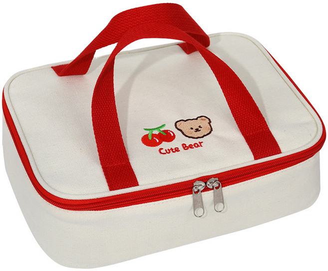 해피유 곰돌이 피크닉 보냉가방, 레드 가로형 1개, 1개