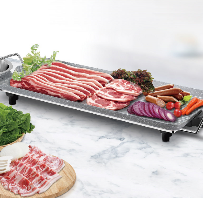 매직쉐프 와이드 전기그릴 세라믹 스톤 불판 불판 삼겹살 고기 전기팬 바베큐 후라이팬 듀얼 가정용 캠핑 굽는 기계, 02.48센치 와이드 그릴_XH48G, 1개