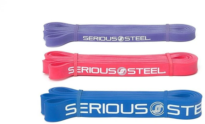 Serious Steel Fitness 104.1cm(41인치) 보조 풀업 밴드 세트 스트레칭 파워리프팅 및 저항 트레이닝 1 2 세트 (2.3-22.7kg(5-50파운드 - 쿠팡