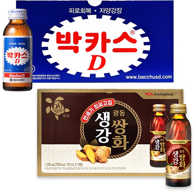 박카스D 10병 + 생강쌍화 10병 세트, 1세트, 100ml