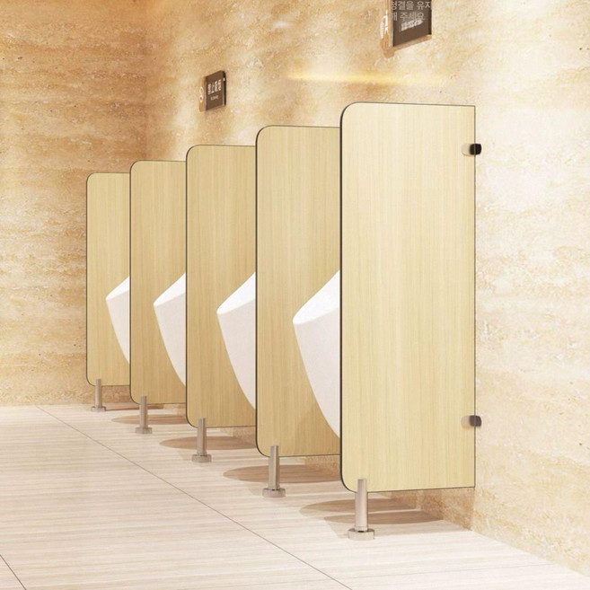 남자 화장실 변기 칸막이 소변기 파티션 칸막이벽 가림막 방수판 고동색 브라운 갈색, 450x1200 우드 라운드 플로어