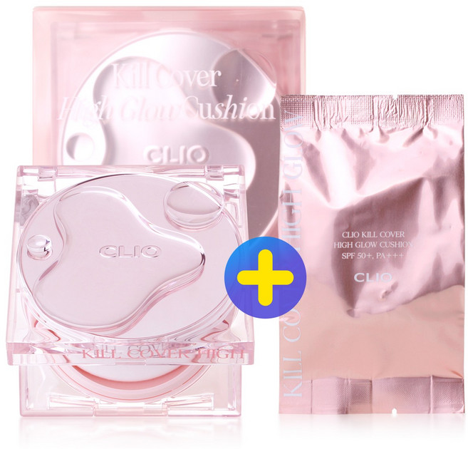 클리오 킬커버 하이 글로우 쿠션 기획세트 (본품14g+리필14g), 1개, 하이 글로우 3 리넨
