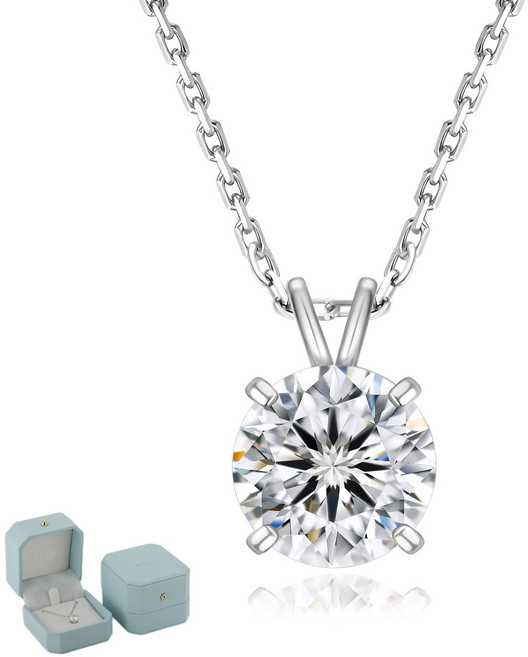 KRKC 925실버 4프롱 모이사나이트 목걸이 심플 데일리 목걸이 GRA보증서 생일선물 명절선물