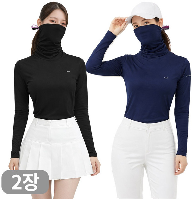 아소트 스포츠 아웃도어 프리미엄 골프이너 쿨링 여성 마스크 일체형 긴팔 티셔츠 2장세트