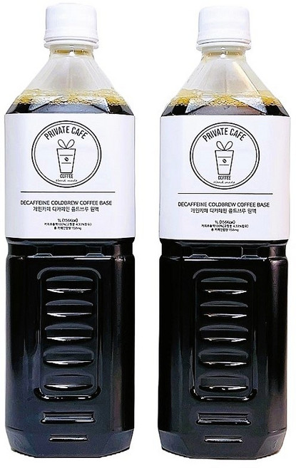 개인카페 콜드브루 원액 더치커피 1L+1L 대용량 ((옵션선택필수2병)) 디카페인, 2개, 1L, 1개입