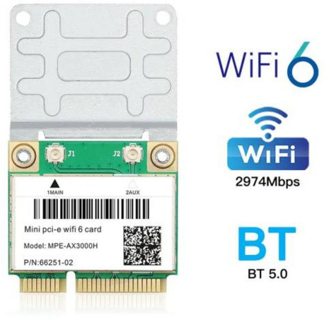 트라이 밴드 미니 PCIE 와이파이 어댑터 데스크톱 및 노트북용 5374Mbps 6E AX210 Mpe-AXE3000H AC7265 무, AX3000H WiFi 6, 1개