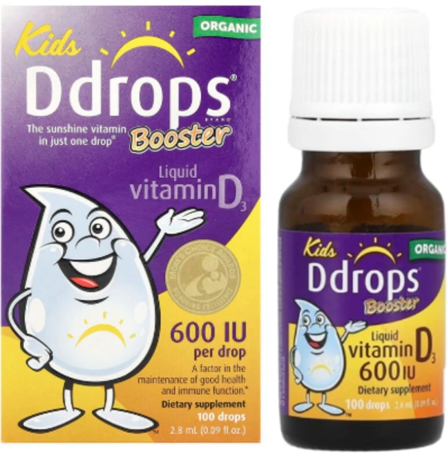 Ddrops 어린이용 부스터 유기농 액상 비타민D3 600IU 2.8ml, 2개 - 쿠팡