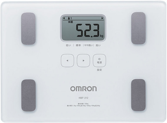 OMRON 歐姆龍 HBF-212 體重計 清晰大螢幕顯示 精準測量 簡約時尚, 白色, 1個