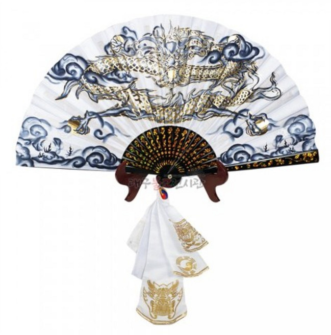 황금용부채 6색 (좌대미포함) 신중부채 점사부채 무구 신물 무속용품 불교용품, 백색, 1개