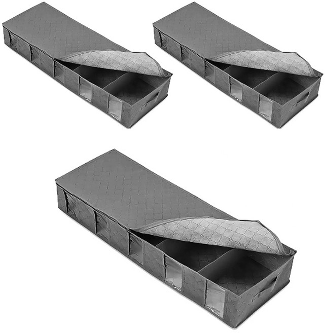 언더베드 리빙박스 침대밑 수납함, 그레이, 3개