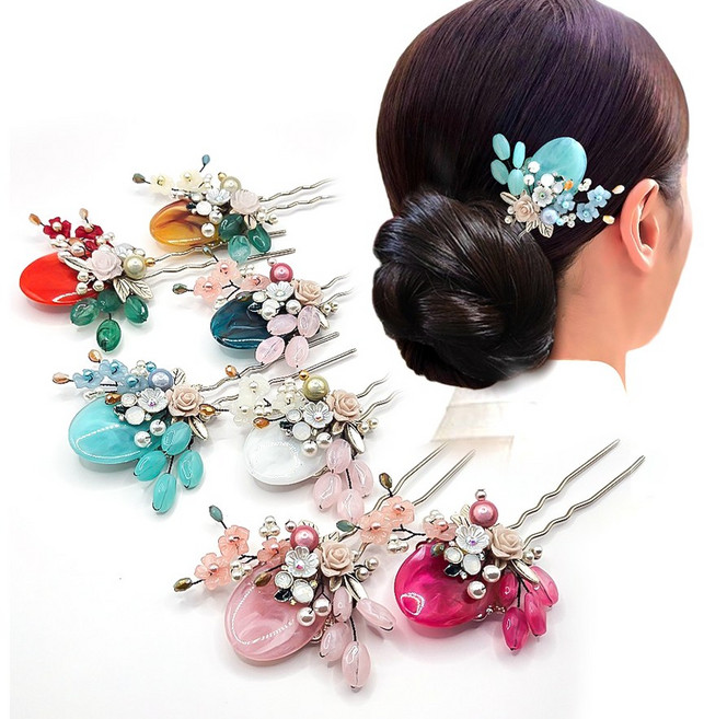 나리연 한복 뒤꽂이 한복비녀 혼주뒤꽂이 웨딩헤어 올림머리 비녀 머리장식