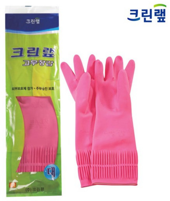 [크린랲] 고무장갑 일반 대 분홍, 핑크, 대(L), 1개