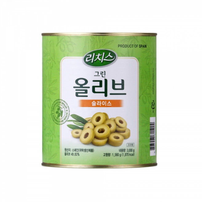 리치스 슬라이스 그린 올리브, 3kg, 1개